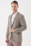 Dark Beige Flannel Notch Lapel Single Vent 6 Drop Comfort Fit Classic Blazer 1002235130