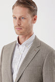 Dark Beige Flannel Notch Lapel Single Vent 6 Drop Comfort Fit Classic Blazer 1002235130