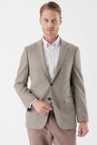 Dark Beige Flannel Notch Lapel Single Vent 6 Drop Comfort Fit Classic Blazer 1002235130
