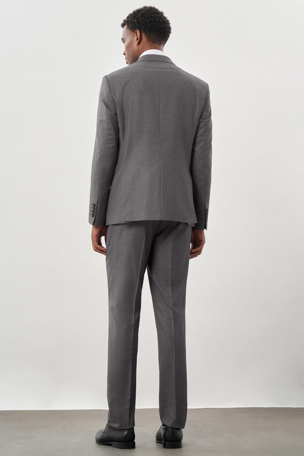 Gray Striped Notch Lapel 6 Drop Comfort Fit Classic Suit 1001245160