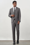 Gray Striped Notch Lapel 6 Drop Comfort Fit Classic Suit 1001245160