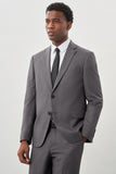 Gray Striped Notch Lapel 6 Drop Comfort Fit Classic Suit 1001245160