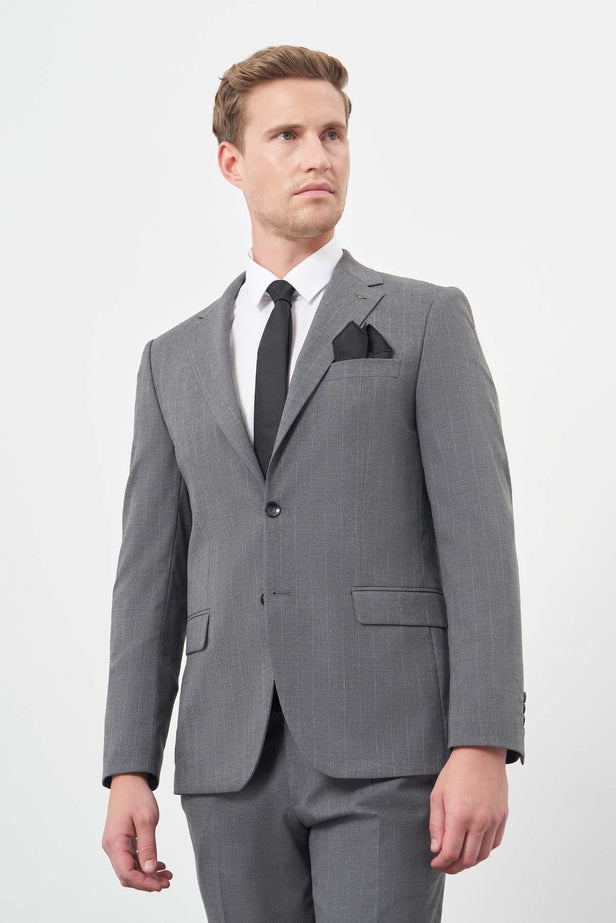 IMZA Men's Striped Mono Lapel Slim Fit Classic Suit – 1001245102