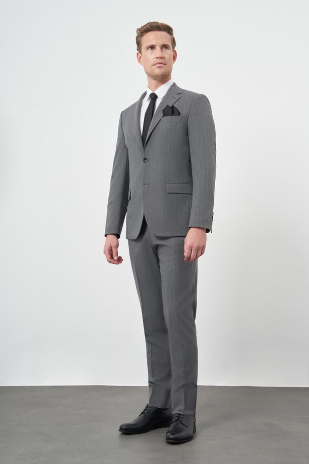 IMZA Men's Striped Mono Lapel Slim Fit Classic Suit – 1001245102