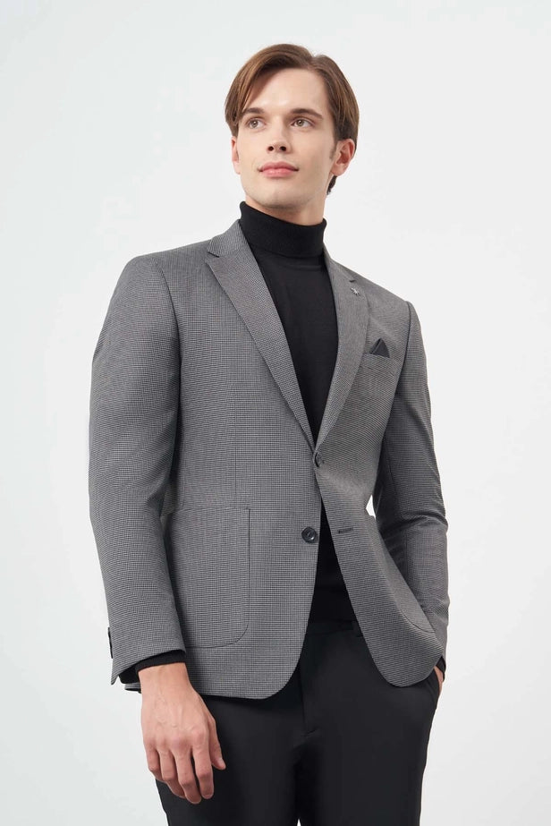 IMZA Men's Houndstooth Slim Fit Classic Blazer – 1002245106