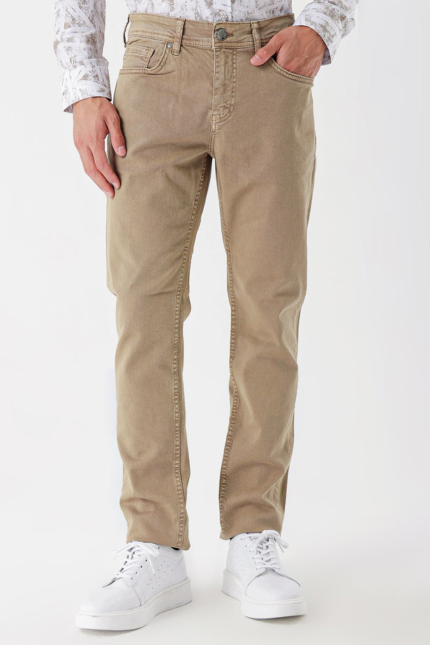 Five Pocket Cotton Gabardine Slim Fit Casual Trousers 1003235318