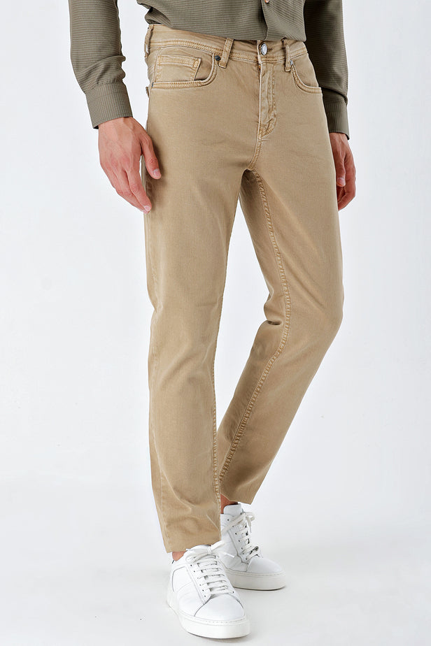 Five Pocket Cotton Gabardine Slim Fit Casual Trousers 1003235318