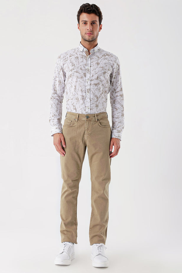 Five Pocket Cotton Gabardine Slim Fit Casual Trousers 1003235318