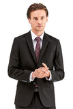 Black Gabardine Peak Lapel Lined 6 Drop Slim Fit Suit 1001230011