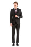 Black Gabardine Peak Lapel Lined 6 Drop Slim Fit Suit 1001230011