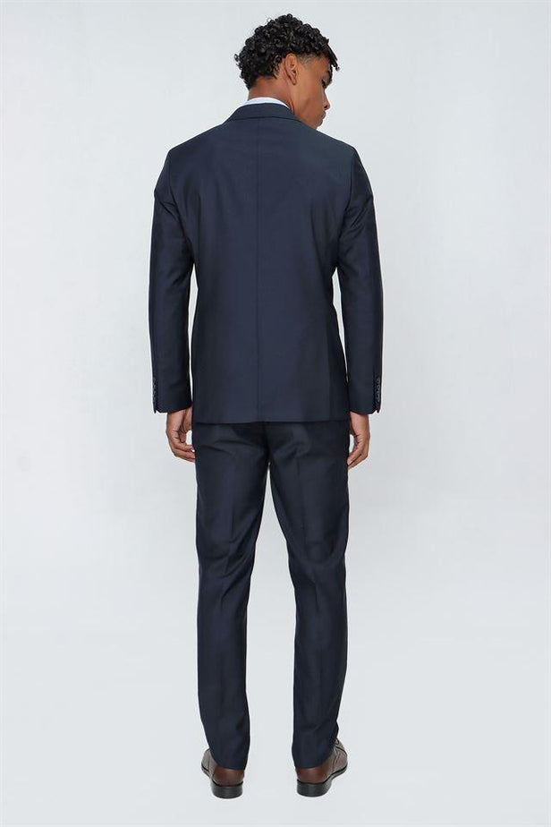 Basic Navy Gabardine Notch Lapel Lined 6 Drop Comfort Fit Suit 1001225010