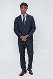 Basic Navy Gabardine Notch Lapel Lined 6 Drop Comfort Fit Suit 1001225010