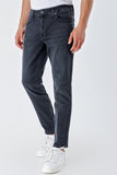 Dark Gray Gabardine Cotton 5 Pocket Slim Fit Casual Denim Pants 1023235150