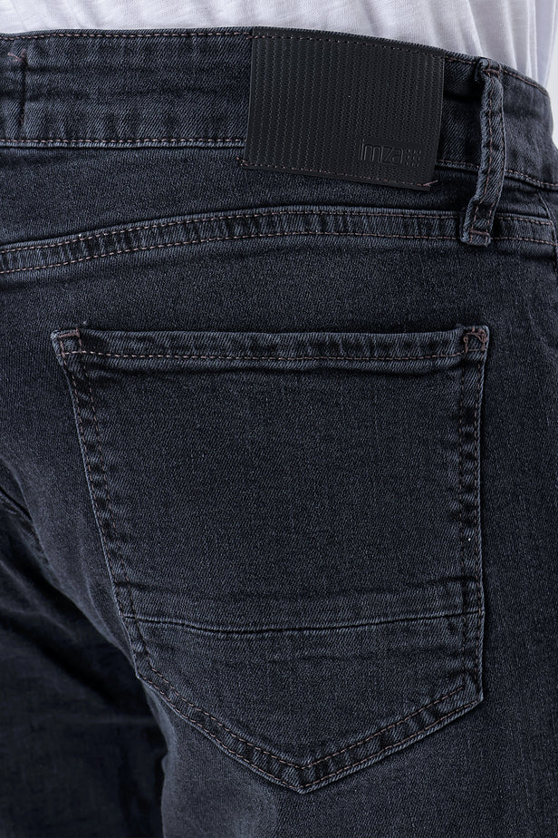 Dark Gray Gabardine Cotton 5 Pocket Slim Fit Casual Denim Pants 1023235150