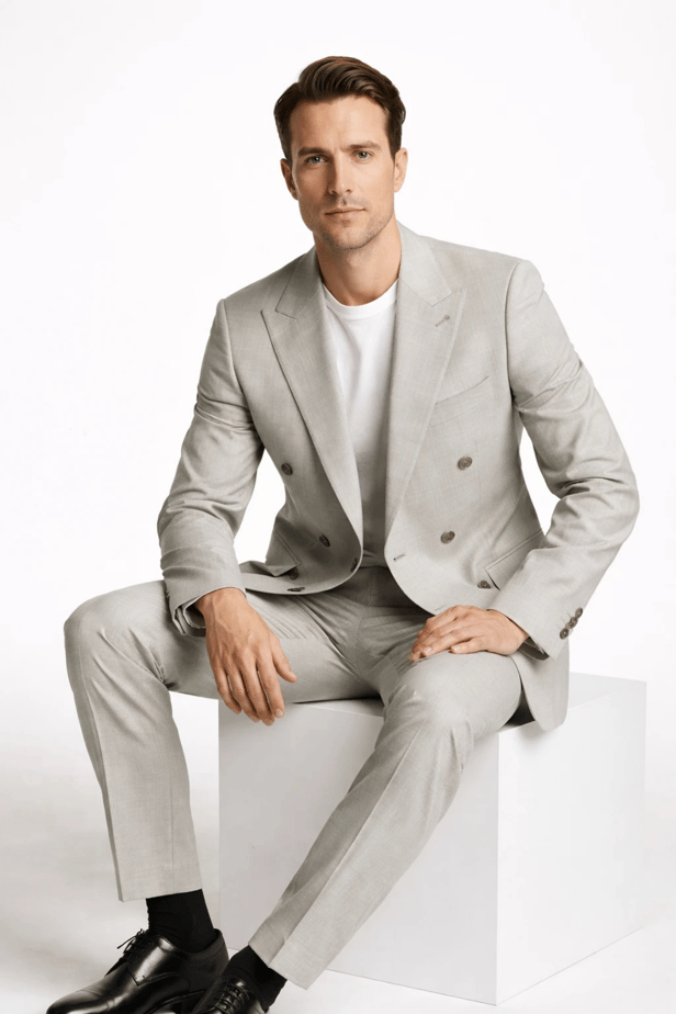 IMZA Men's Double-Breasted Slim Fit Classic Suit – 1001260900