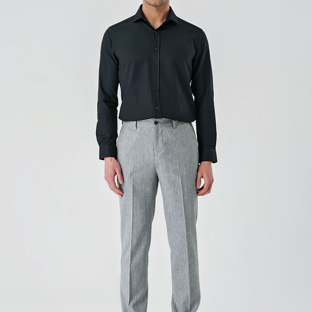 Elasticated Waist Linen Blend Slim Fit Jogger Pants with Side Pockets (Model 1003240103)