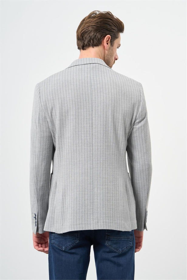Textured Peak Lapel Stretch 6 Drop Slim Fit Classic Blazer 1002240111