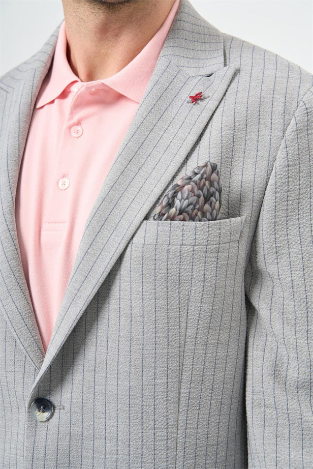 Textured Peak Lapel Stretch 6 Drop Slim Fit Classic Blazer 1002240111