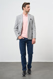 Textured Peak Lapel Stretch 6 Drop Slim Fit Classic Blazer 1002240111