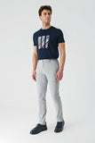 Gray Self-Patterned Crinkled Side Pocket Casual Slim Fit Jogger Trousers 1003240206