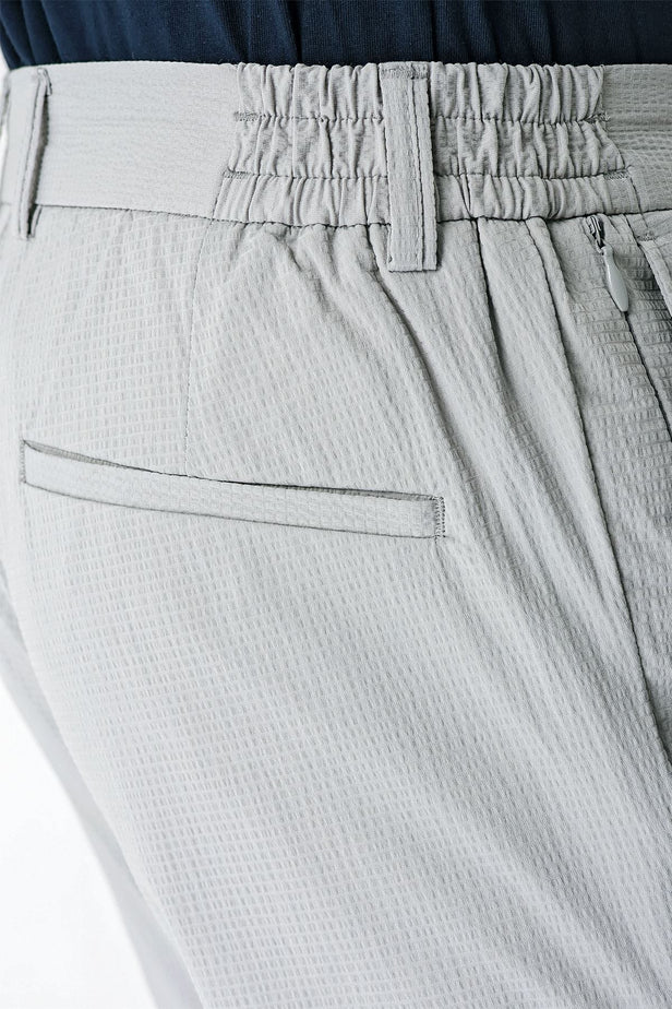 Gray Self-Patterned Crinkled Side Pocket Casual Slim Fit Jogger Trousers 1003240206