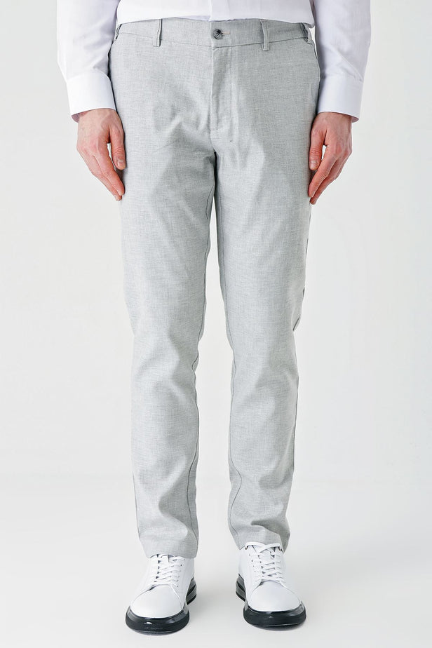 Linen Blend Elasticated Side Pocket Casual Comfort Fit Jogger Trousers 1003240159