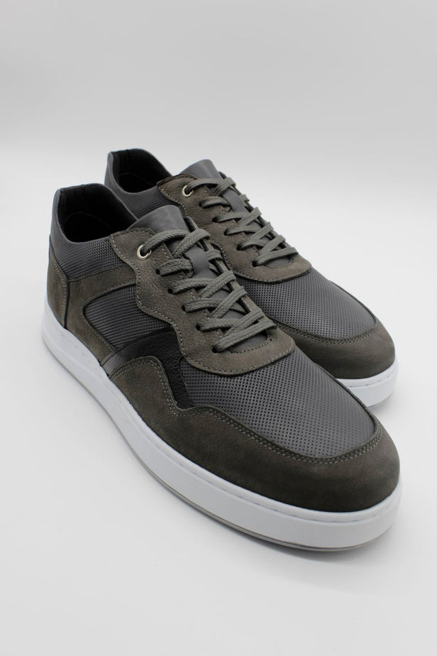 Black 100% Leather Trimmed Lace-Up Casual Shoes 1033240170