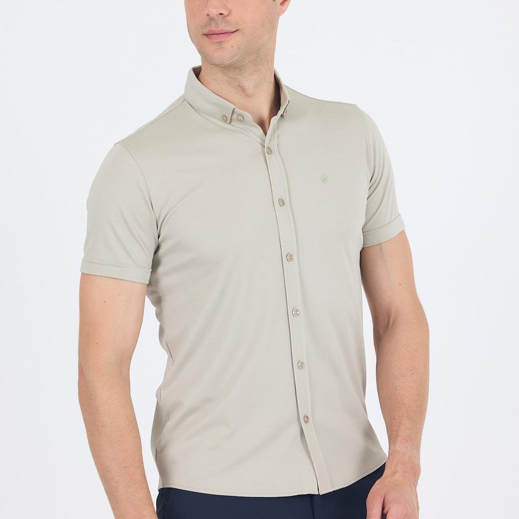 Italian Button Collar Short Sleeve Slim Fit Performance Shirt (Model 1004250255)