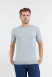 Short Sleeve Plain Crew Neck Pocketless Slim Fit T-Shirt 1011250179