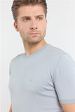 Short Sleeve Plain Crew Neck Pocketless Slim Fit T-Shirt 1011250179