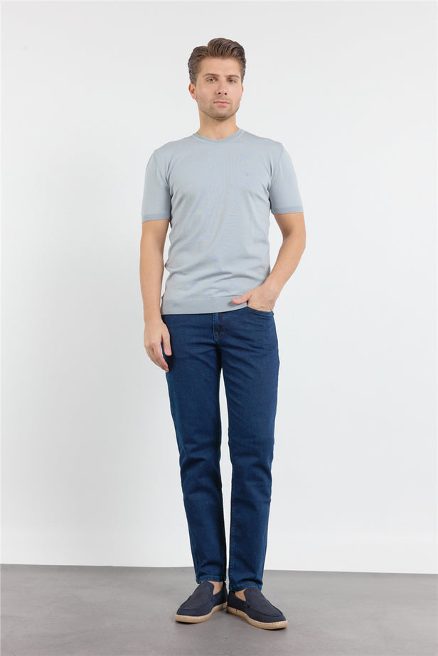 Short Sleeve Plain Crew Neck Pocketless Slim Fit T-Shirt 1011250179