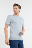 Short Sleeve Plain Crew Neck Pocketless Slim Fit T-Shirt 1011250179