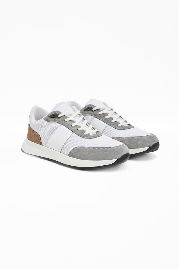 Gray 100% Faux Leather Lace-Up Casual Shoes 1033240169