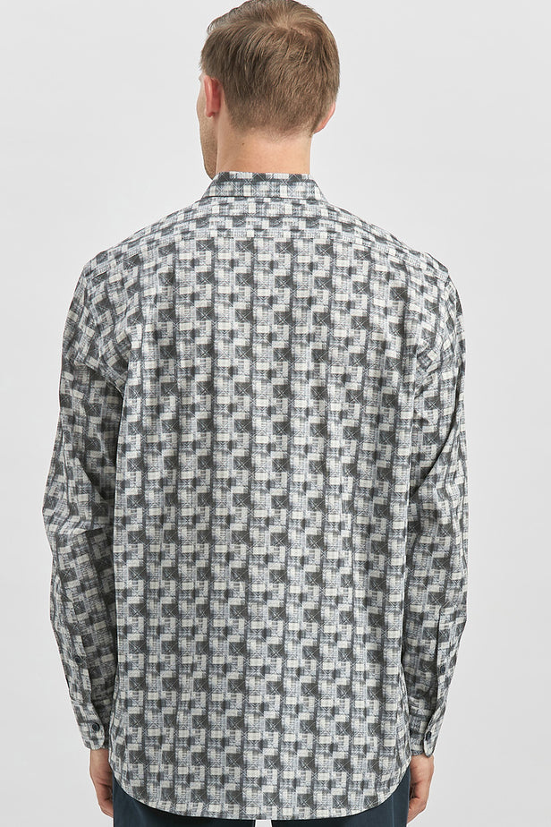 Green Long Sleeve Self Patterned Comfort Fit Shirt 1004240251