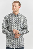 Green Long Sleeve Self Patterned Comfort Fit Shirt 1004240251