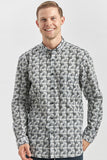Green Long Sleeve Self Patterned Comfort Fit Shirt 1004240251