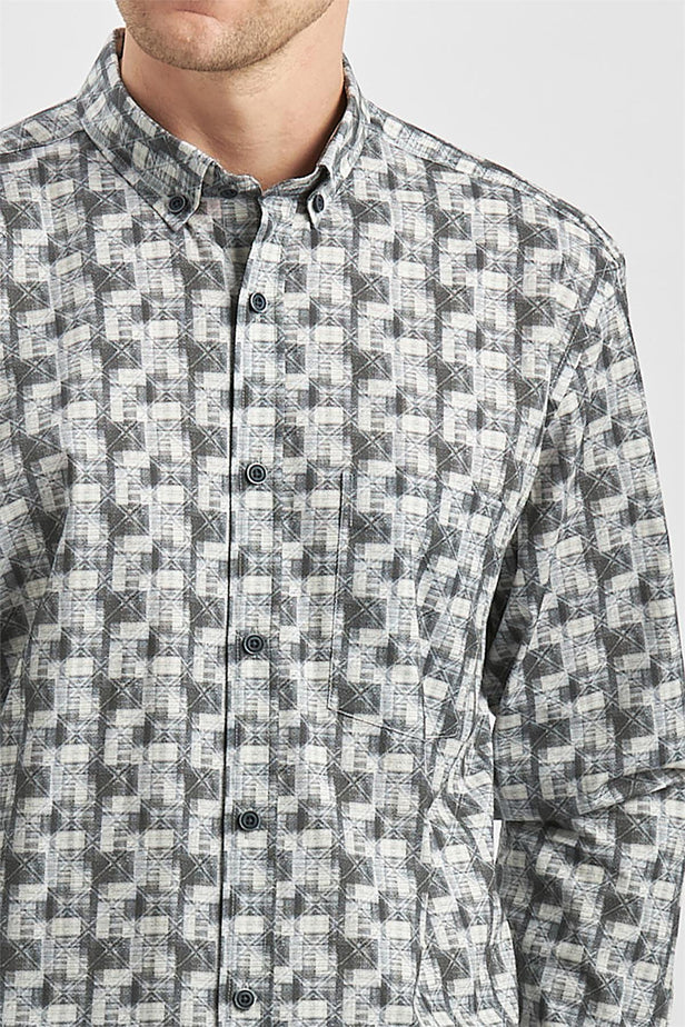 Green Long Sleeve Self Patterned Comfort Fit Shirt 1004240251