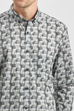 Green Long Sleeve Self Patterned Comfort Fit Shirt 1004240251