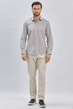 Long Sleeve Hard Collar Pocketless Slim Fit Shirt 1004240230