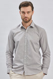 Long Sleeve Hard Collar Pocketless Slim Fit Shirt 1004240230