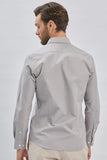 Long Sleeve Hard Collar Pocketless Slim Fit Shirt 1004240230