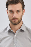 Long Sleeve Hard Collar Pocketless Slim Fit Shirt 1004240230