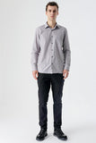 Long Sleeve Checked Hard Collar Pocket Comfort Fit Shirt 1004235157