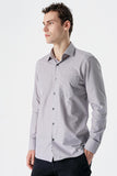 Long Sleeve Checked Hard Collar Pocket Comfort Fit Shirt 1004235157