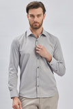 Long Sleeve Hard Collar Pocketless Slim Fit Stretch Shirt 1004240234