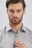 Long Sleeve Hard Collar Pocketless Slim Fit Stretch Shirt 1004240234