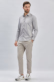 Long Sleeve Hard Collar Pocketless Slim Fit Stretch Shirt 1004240234