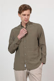 Long Sleeve Button Collar Pocketless Slim Fit Modal Shirt 1004260162