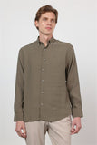 Long Sleeve Button Collar Pocketless Slim Fit Modal Shirt 1004260162