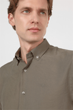 Long Sleeve Button Collar Pocketless Slim Fit Modal Shirt 1004260162
